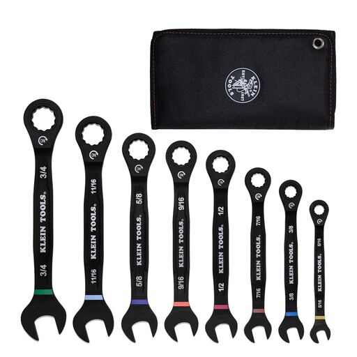 Klein A-69408G 8pce SAE 5/16" - 3/4" Ratcheting Combo Wrench Set – image 2