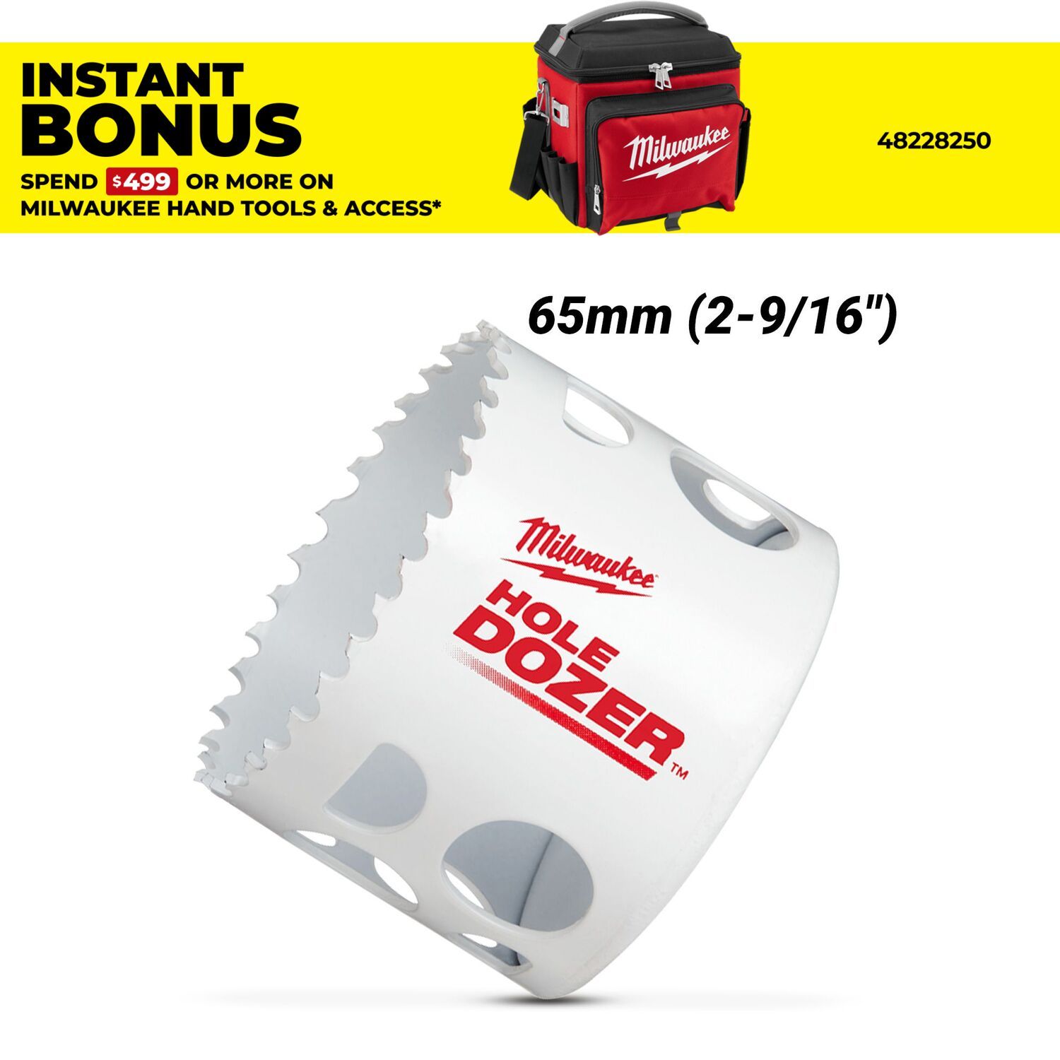 Milwaukee 49560153 65mm (2-9/16") HOLE DOZER Bi-Metal Hole Saw – image 1