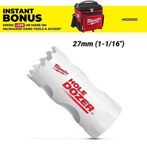 Milwaukee 49569610 27mm (1-1/16") HOLE DOZER Bi-Metal Hole Saw
