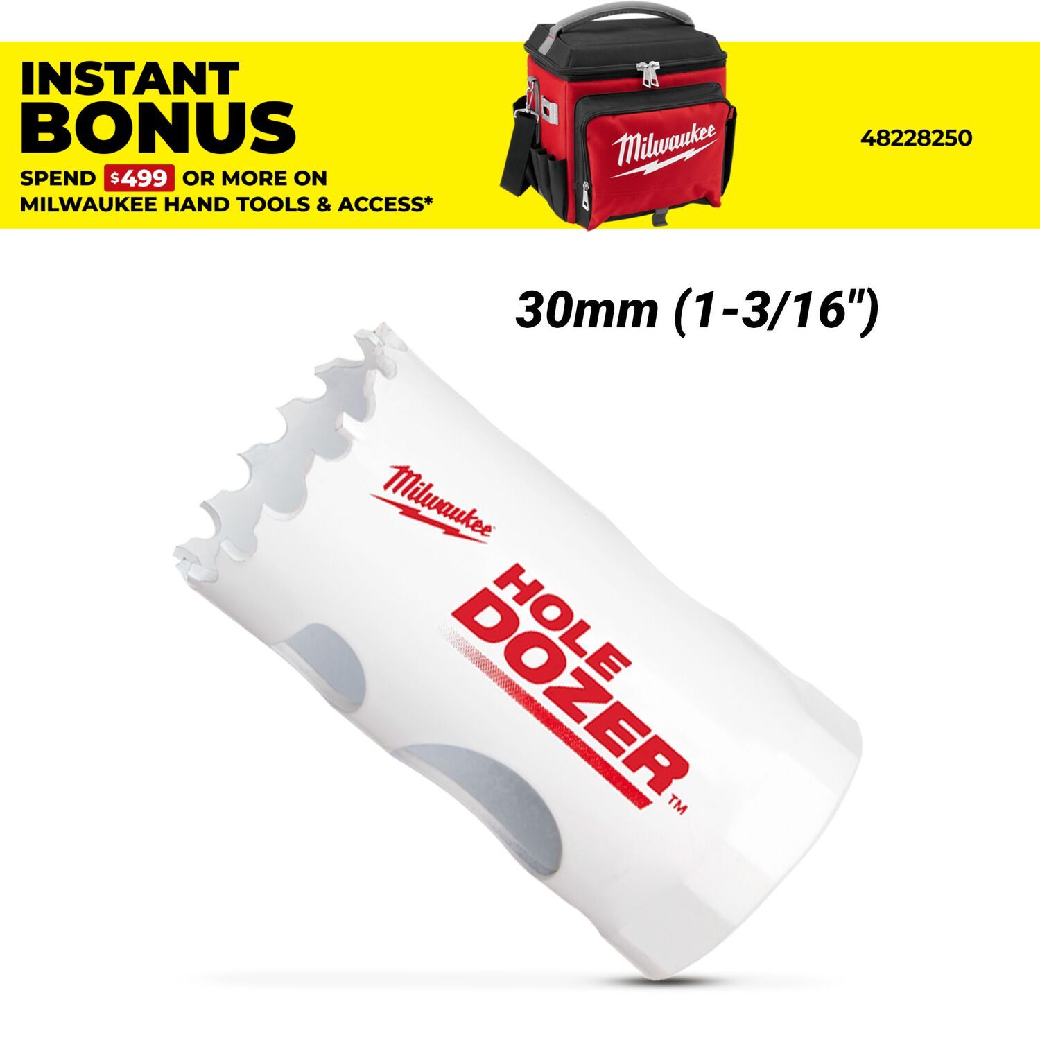 Milwaukee 49569612 30mm (1-3/16") HOLE DOZER Bi-Metal Hole Saw – image 1