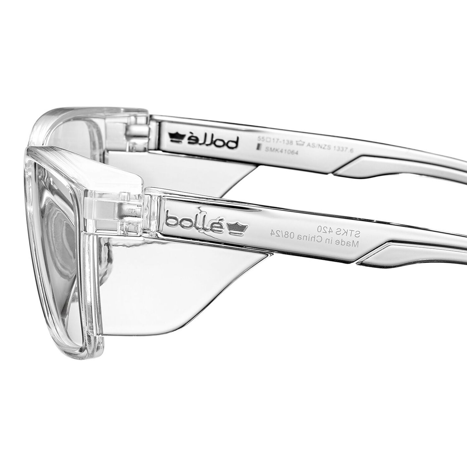 Bolle Safety STL42N11A STKS 420 LARGE Clear Lens - PLATINUM Anti Scratch / Anti Fog - Crystal Frame – image 4