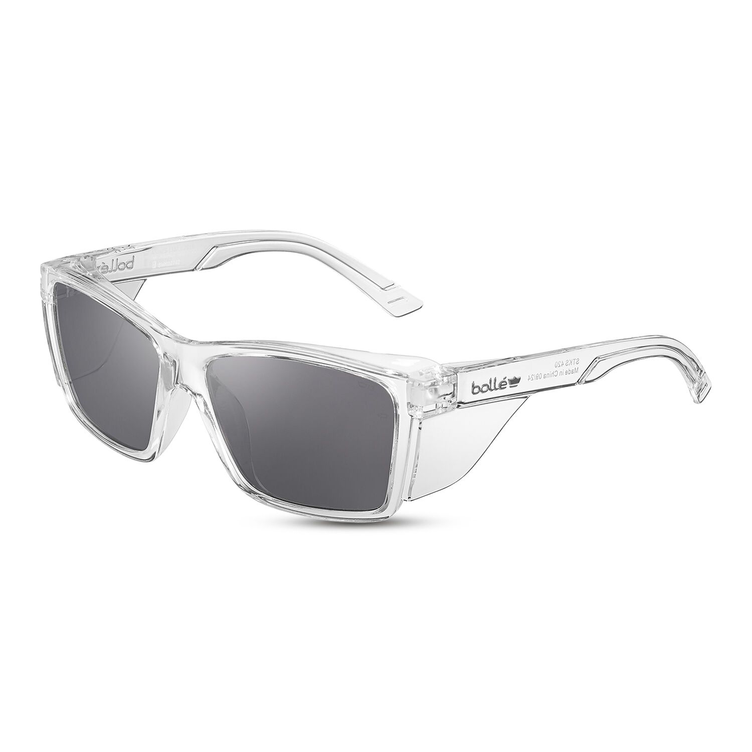 Bolle Safety STL42N21A STKS 420 LARGE Smoke Lens - PLATINUM Anti Scratch / Anti Fog - Crystal Frame – image 2
