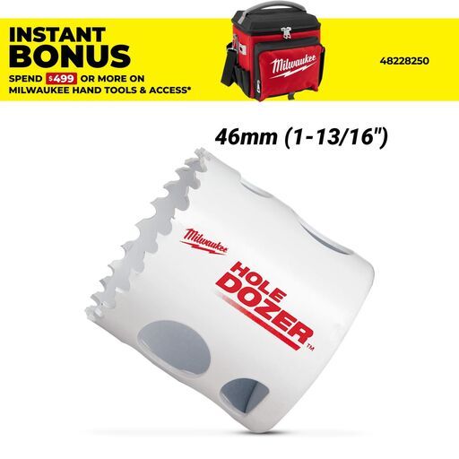 Milwaukee 49569622 46mm (1-13/16") HOLE DOZER Bi-Metal Hole Saw