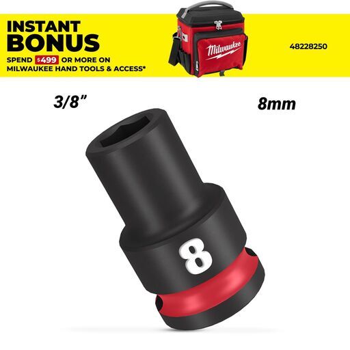 Milwaukee 49666132 3/8" Drive 8mm SHOCKWAVE Standard 6 Point Impact Socket