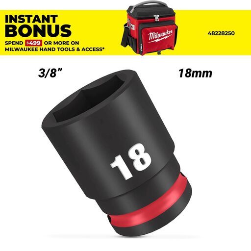Milwaukee 49666142 18mm 3/8" Drive SHOCKWAVE Standard 6 Point Impact Socket