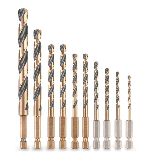 DeWalt DT20620-QZ 10pce Black & Gold 1/4" HSS-G Metal Hex Drill Bit Set – image 2