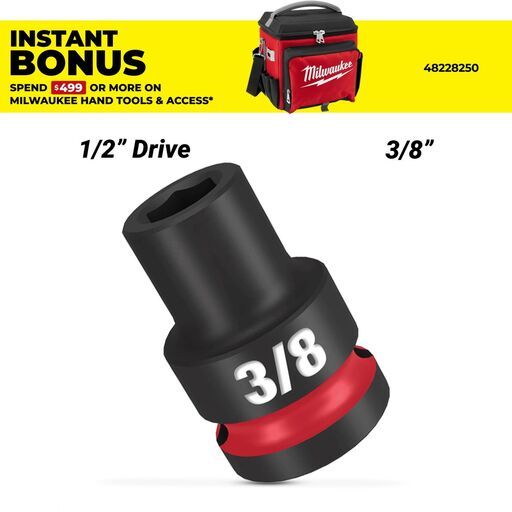 Milwaukee 49666200 1/2" Drive 3/8" SHOCKWAVE Standard 6 Point Impact Socket