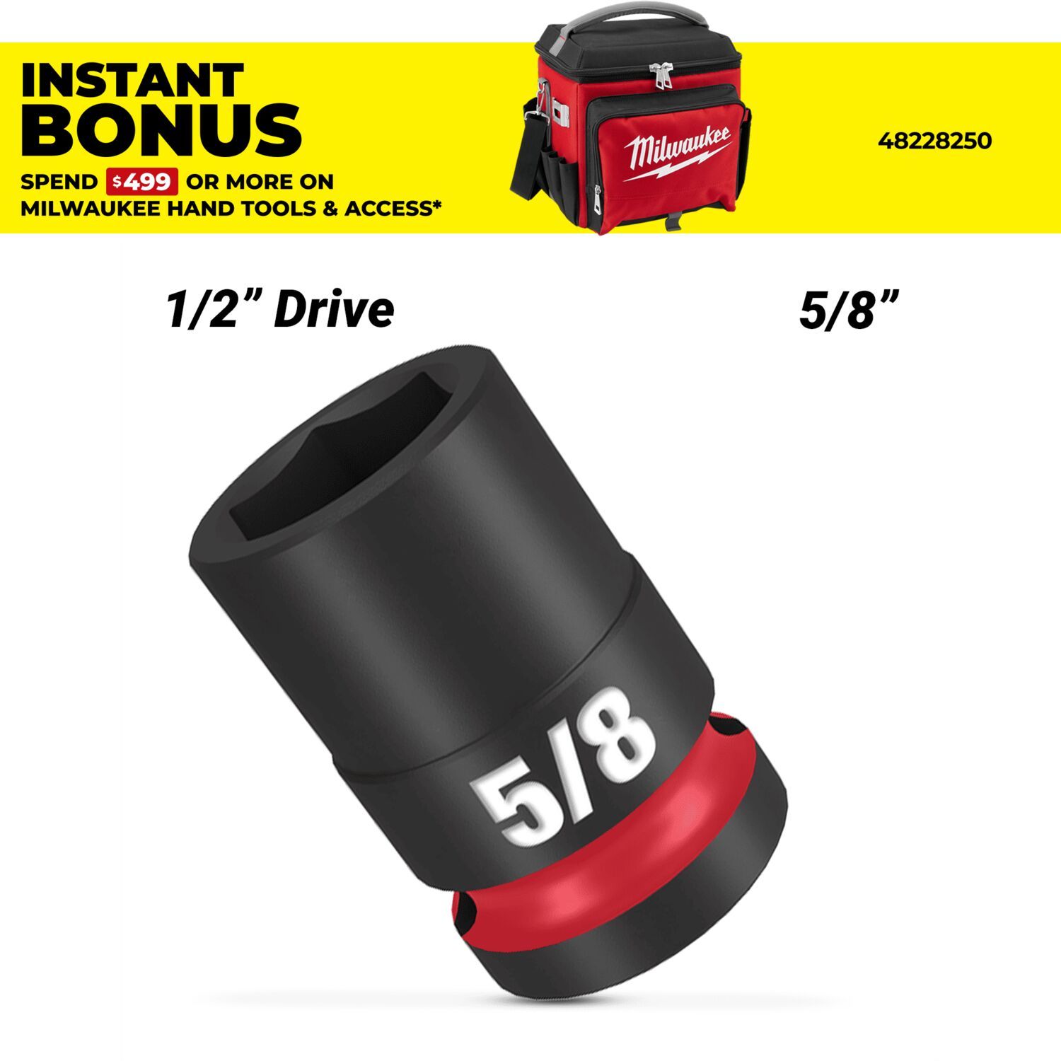 Milwaukee 49666204 1/2" Drive 5/8" SHOCKWAVE Standard 6 Point Impact Socket – image 1