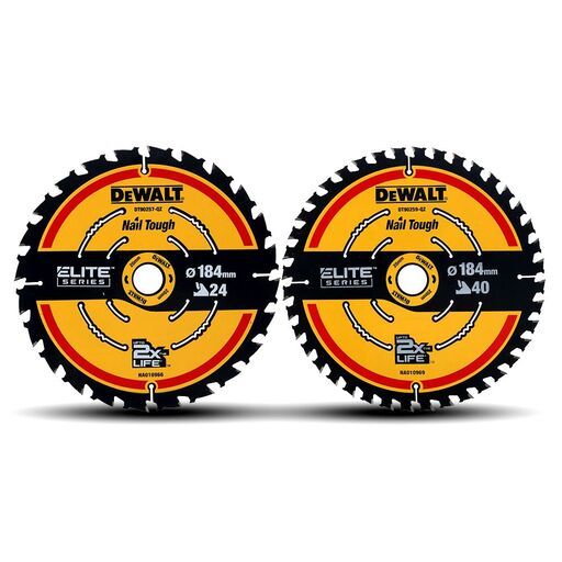 DeWalt DT10404-QZ 2-Pack 184mm x 20mm 24T/40T Extreme Circular Saw Blades – image 5