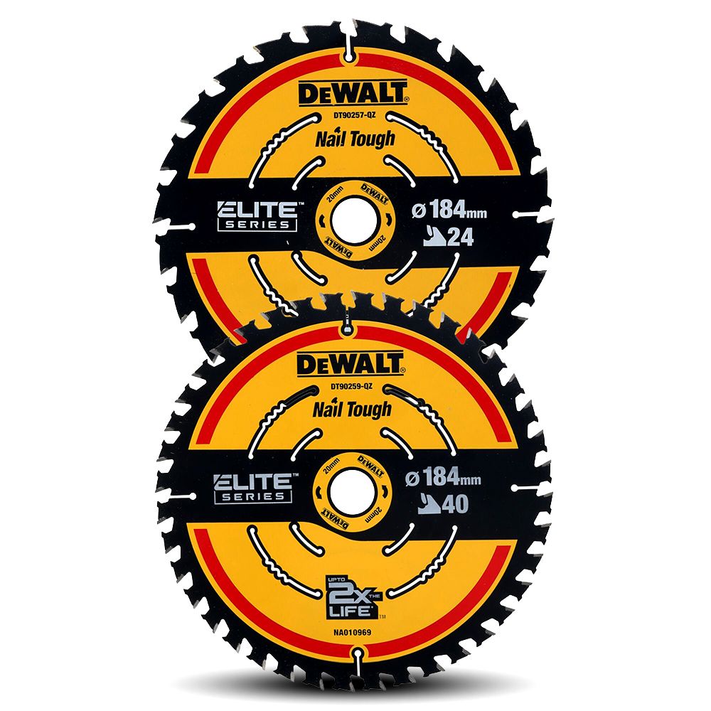 DeWalt DT10404-QZ 2-Pack 184mm x 20mm 24T/40T Extreme Circular Saw Blades – image 6