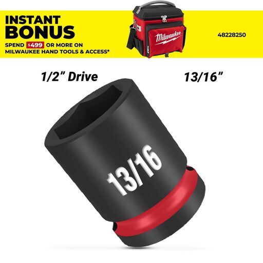 Milwaukee 49666207 1/2" Drive 13/16" SHOCKWAVE Standard 6 Point Impact Socket
