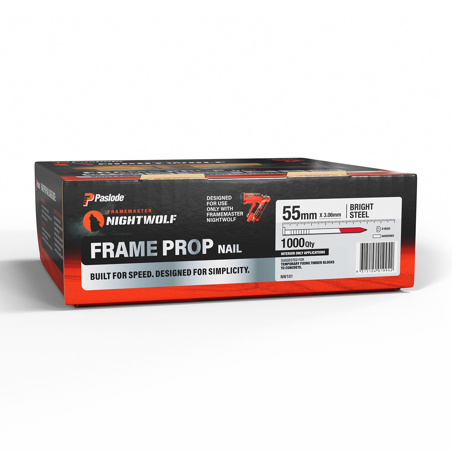 Paslode NW101 1000-Pack FrameMaster NightWolf 55mm x 3.06mm Bright Steel Frame Prop Nail – image 6