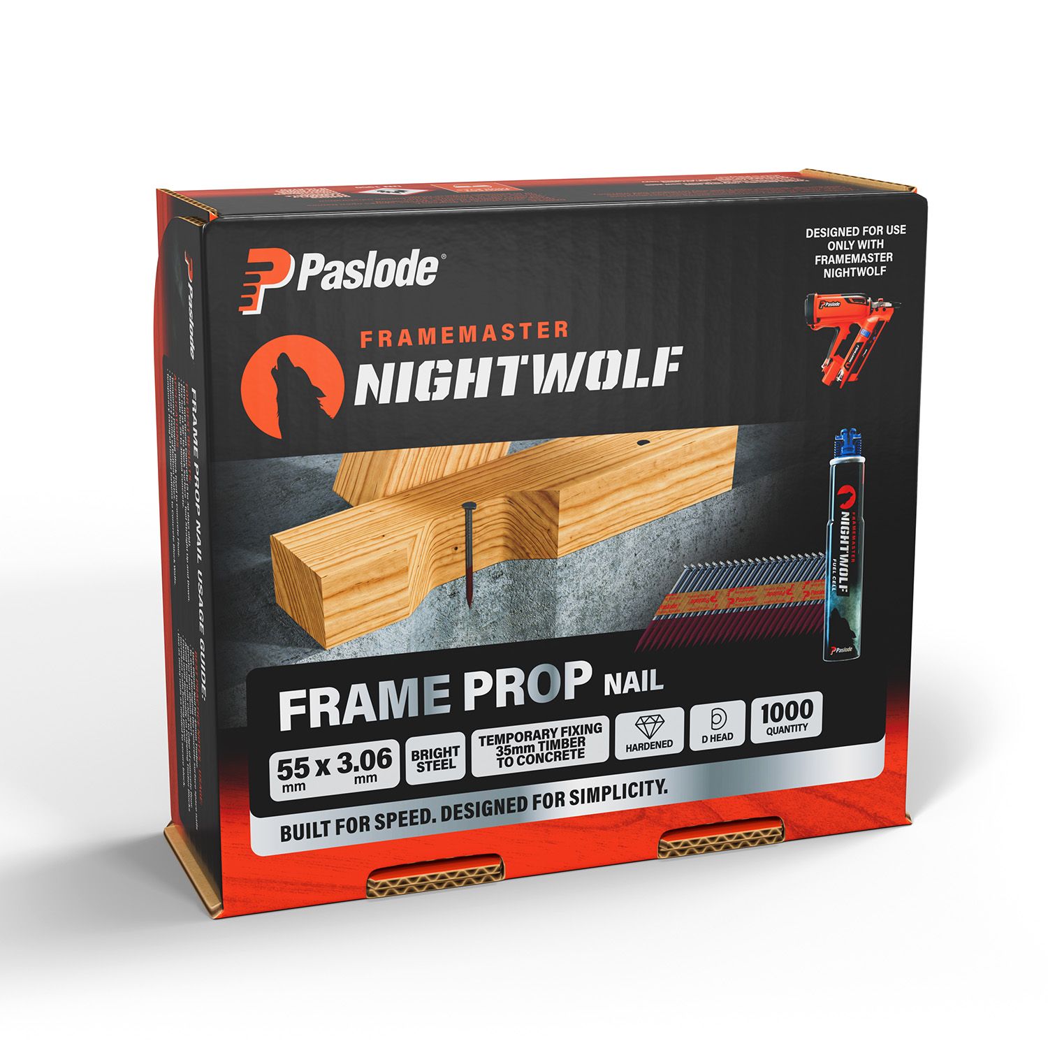 Paslode NW101 1000-Pack FrameMaster NightWolf 55mm x 3.06mm Bright Steel Frame Prop Nail – image 5