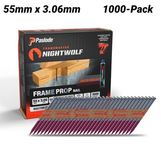 Paslode NW101 1000-Pack FrameMaster NightWolf 55mm x 3.06mm Bright Steel Frame Prop Nail