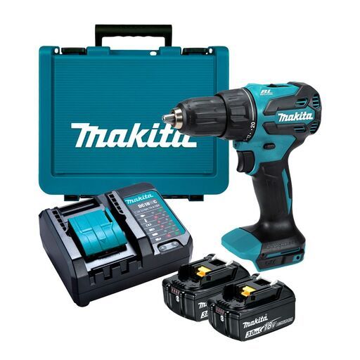 Makita DHP490WFE 18V 3.0Ah Li-ion Cordless Brushless 13mm Hammer Driver Drill Combo Kit – image 2