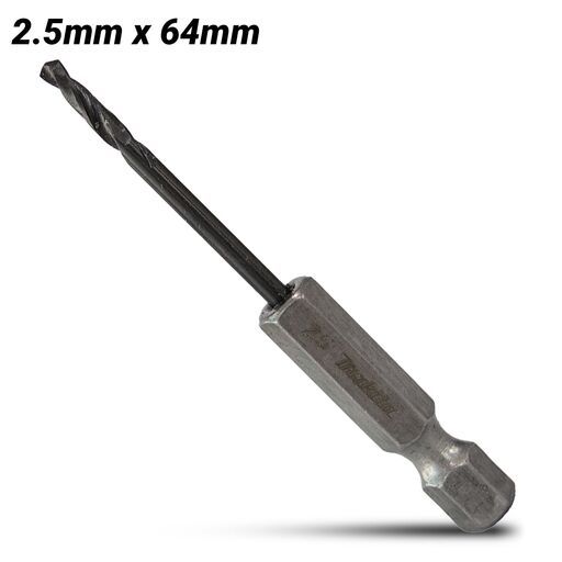 Makita E-26325 2.5mm x 64mm 1/4" Hex HSS TiAlN Drill Bit