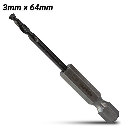 Makita E-26331 3mm x 64mm 1/4" Hex HSS TiAlN Drill Bit
