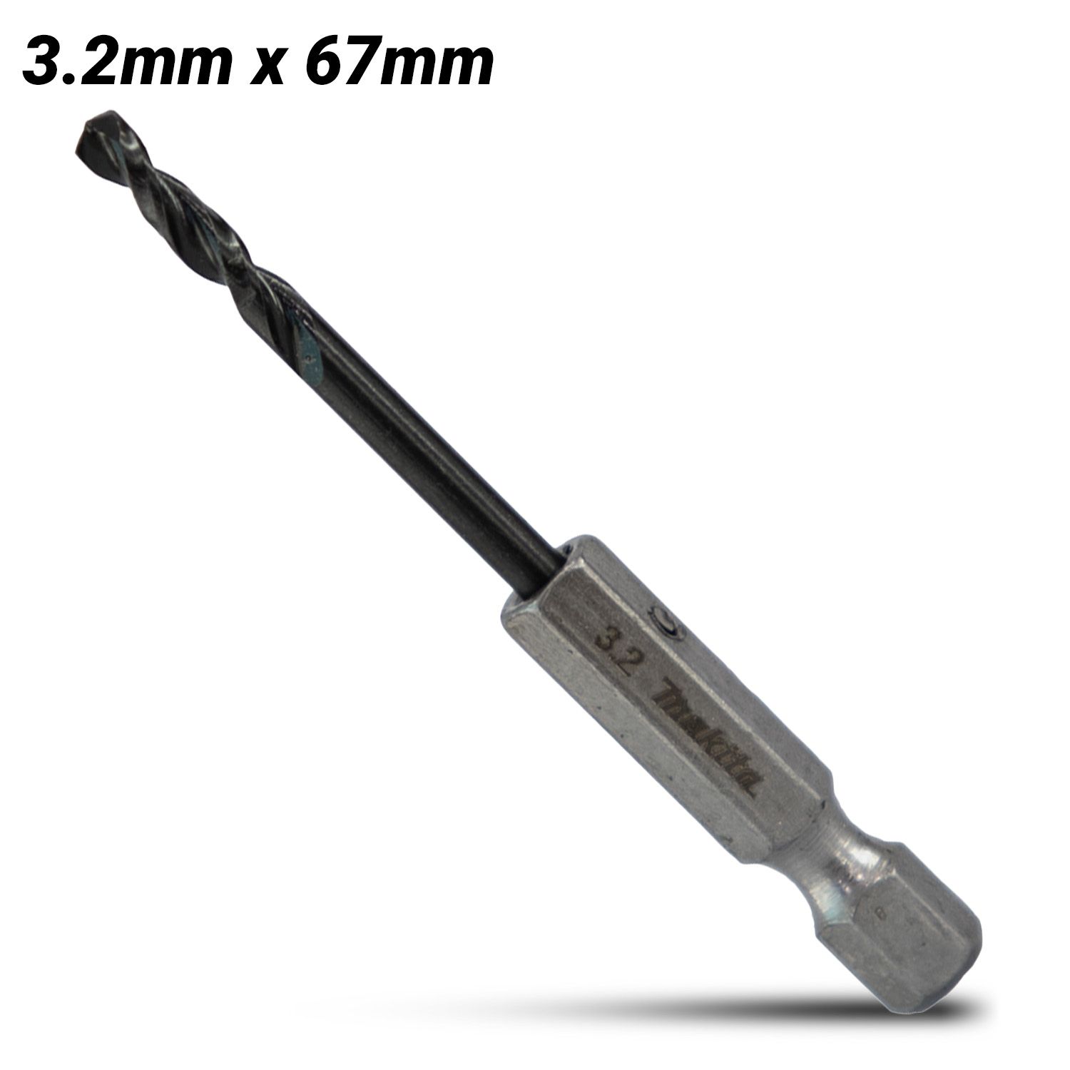Makita E-26347 3.2mm x 67mm 1/4" Hex HSS TiAlN Drill Bit – image 1