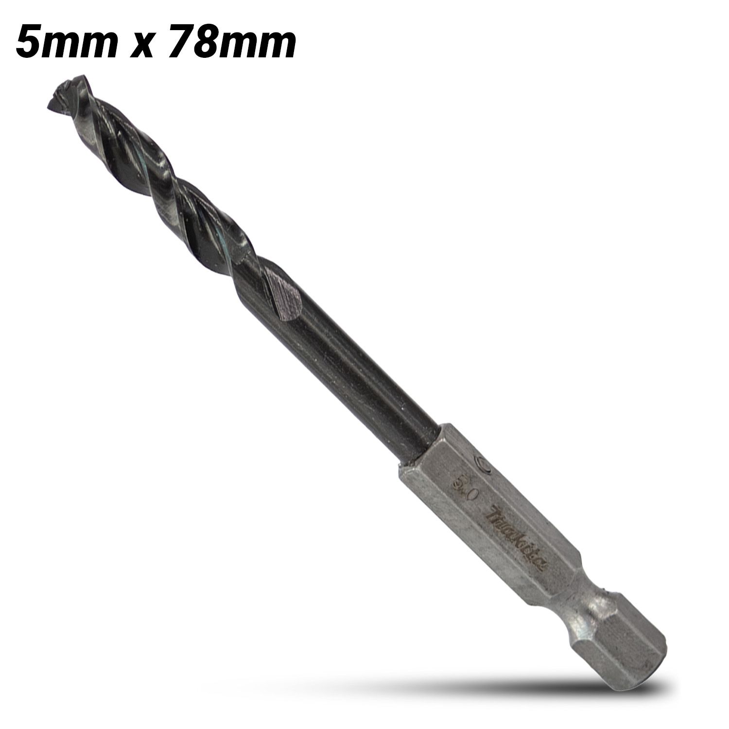 Makita E-26397 5.0mm x 78mm 1/4" Hex HSS TiAlN Drill Bit – image 1