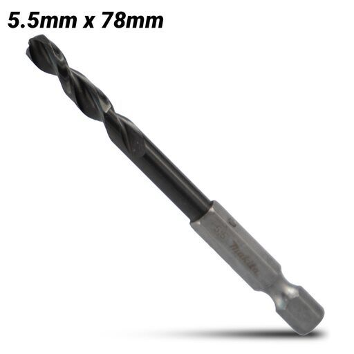 Makita E-26406 5.5mm x 78mm 1/4" Hex HSS TiAlN Drill Bit