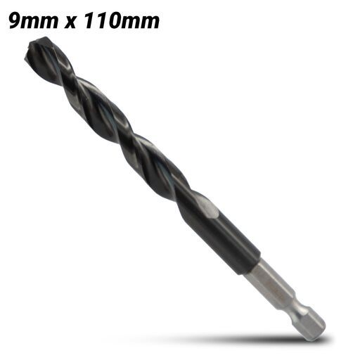 Makita E-26478 9.0mm x 110mm 1/4" Hex HSS TiAlN Drill Bit