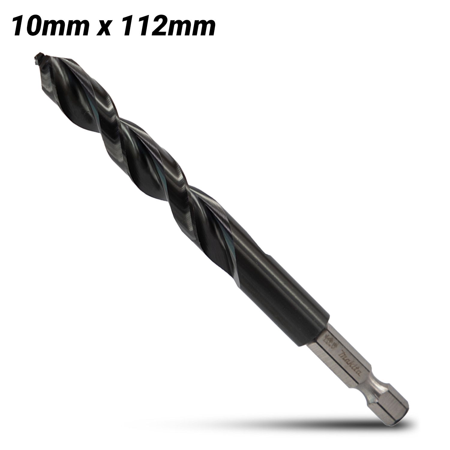 Makita E-26490 10.0mm x 112mm 1/4" Hex HSS TiAlN Drill Bit – image 1