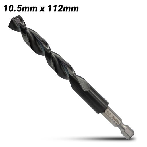 Makita E-26509 10.5mm x 112mm 1/4" Hex HSS TiAlN Drill Bit
