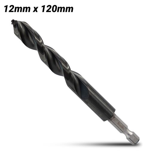 Makita E-26537 12.0mm x 120mm 1/4" Hex HSS TiAlN Drill Bit