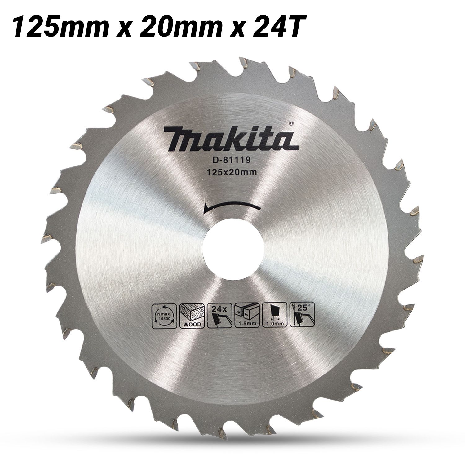 Makita D-81119 125mm x 20mm x 24T Saw Blade Suits HS014G – image 1