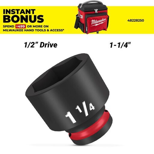 Milwaukee 49666214 1/2" Drive 1-1/4" SHOCKWAVE Standard 6 Point Impact Socket