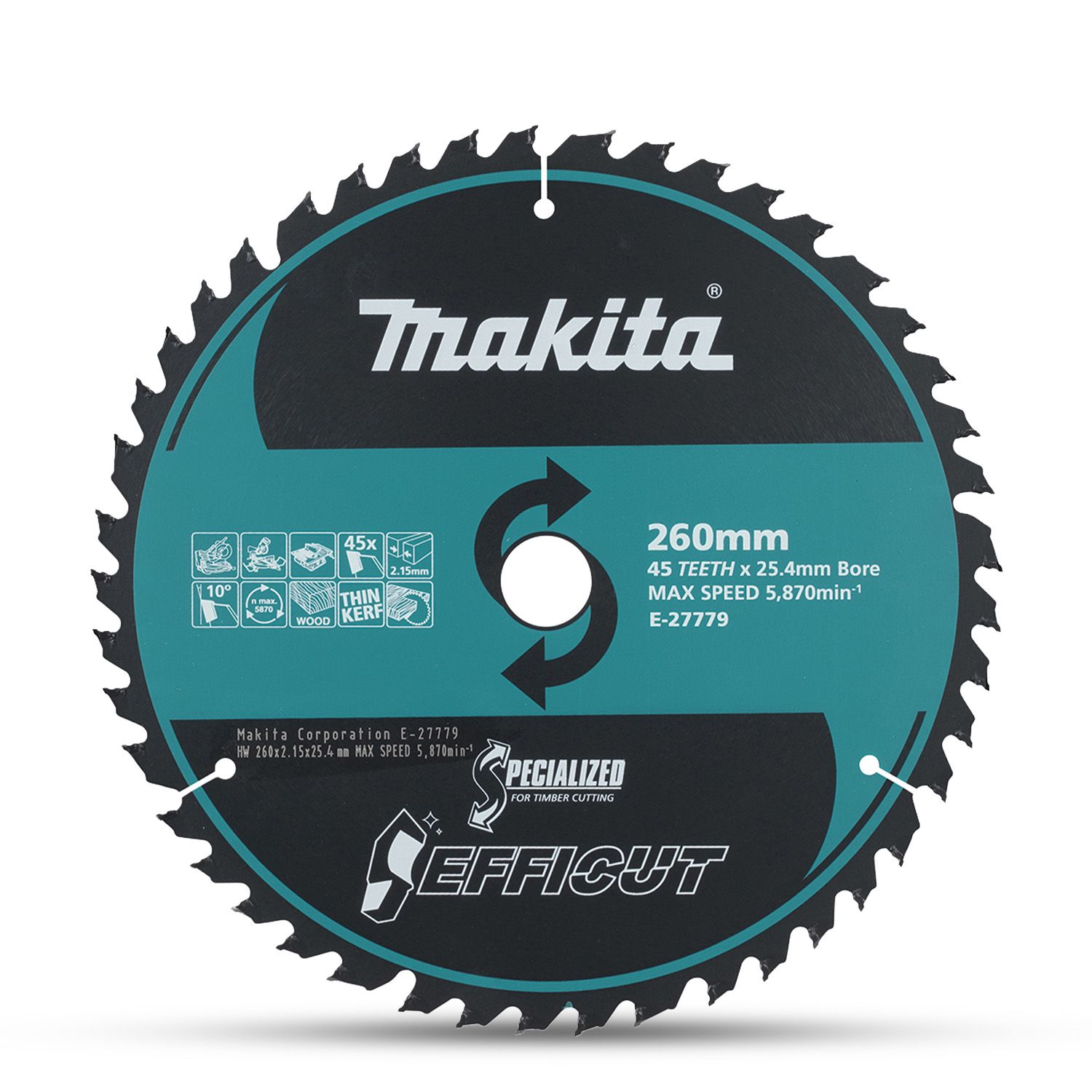 Makita E-27779 EFFICUT 260mm x 25.4mm x 45T TCT Saw Blade – image 2