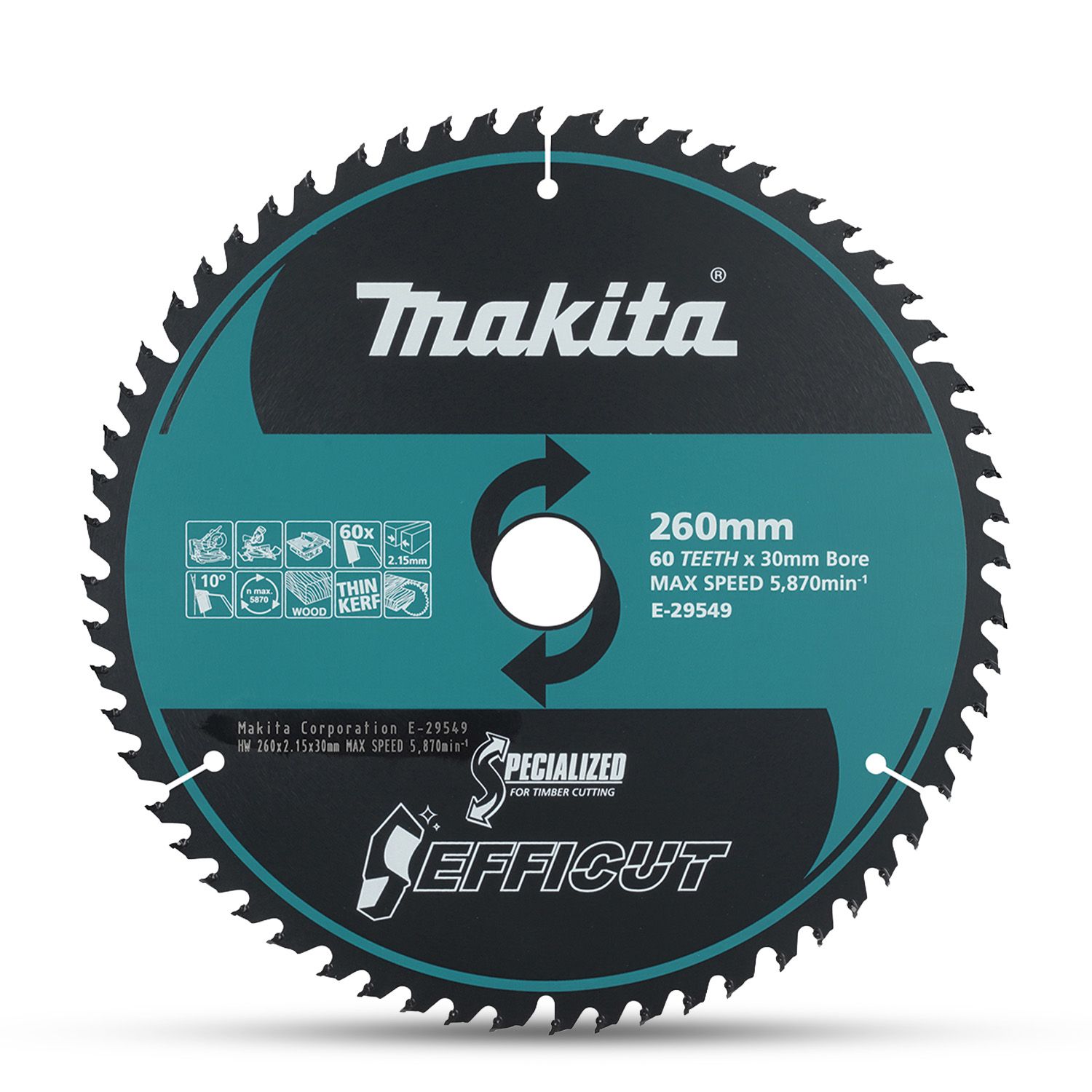 Makita E-29549 EFFICUT 260mm x 30mm x 60T TCT Saw Blade – image 2