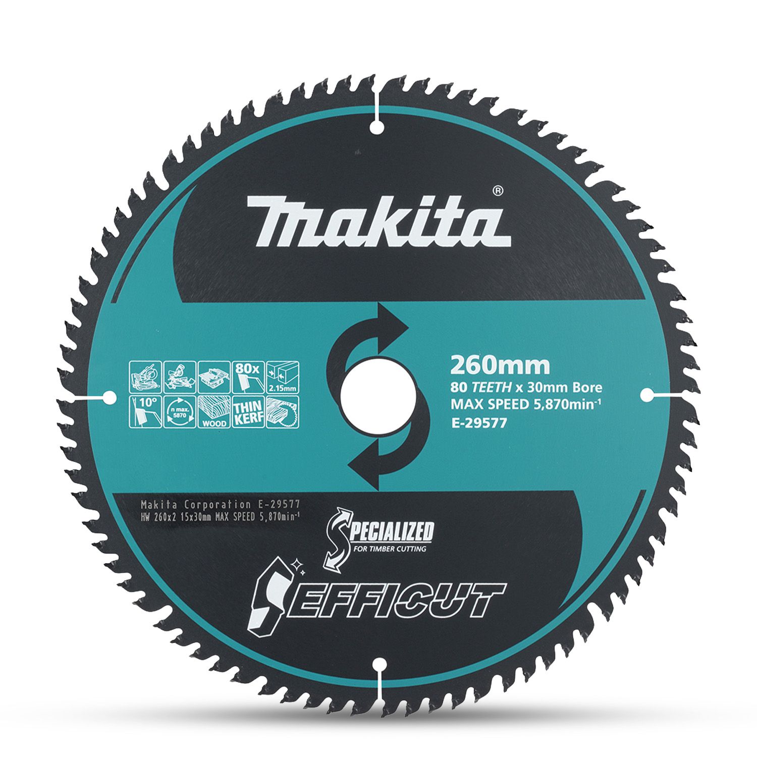 Makita E-29577 EFFICUT 260mm x 30mm x 80T TCT Saw Blade – image 2