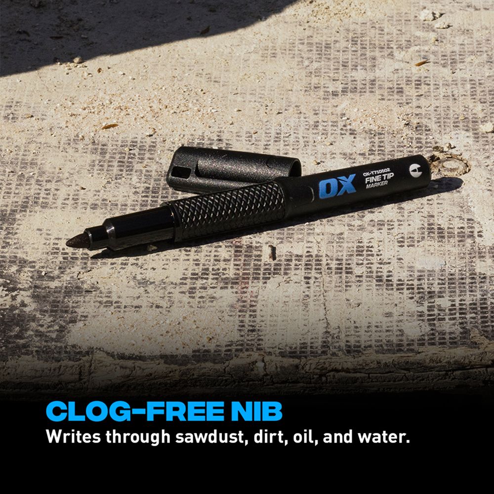 OX Tools OX-T710602 3-Pack OX TuffMark Construction Marker Fine - Black, Blue, Red – image 11