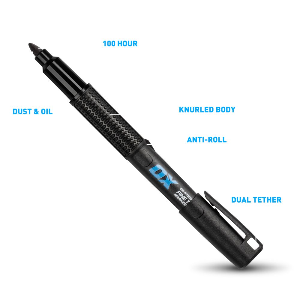 OX Tools OX-T710602 3-Pack OX TuffMark Construction Marker Fine - Black, Blue, Red – image 10
