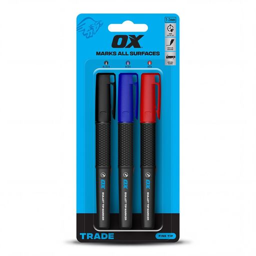 OX Tools OX-T710602 3-Pack OX TuffMark Construction Marker Fine - Black, Blue, Red – image 9