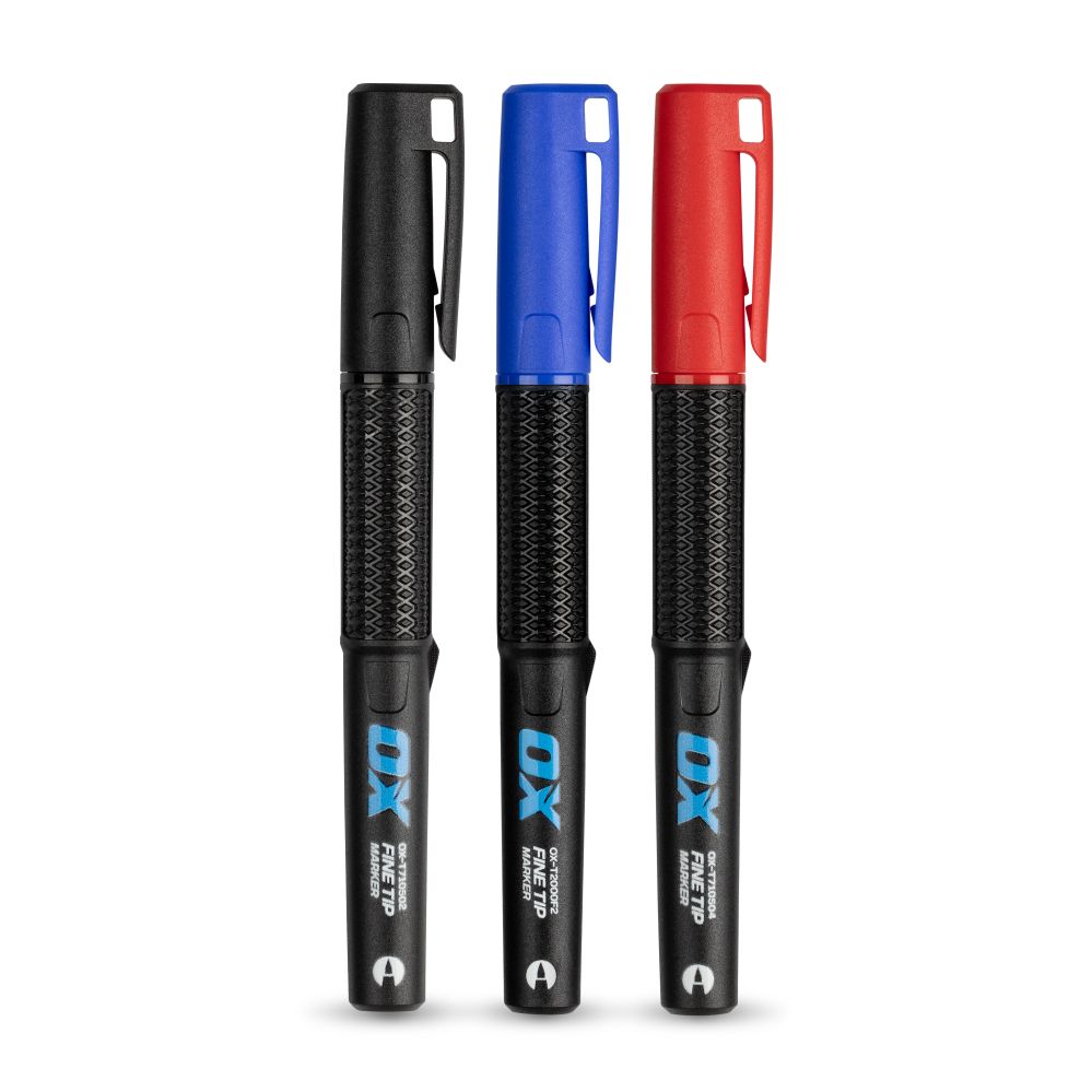OX Tools OX-T710602 3-Pack OX TuffMark Construction Marker Fine - Black, Blue, Red – image 2
