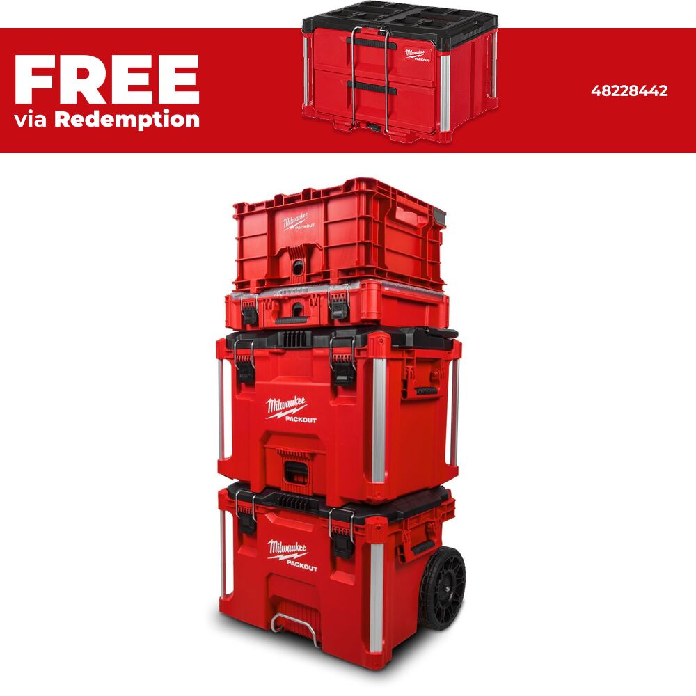 Milwaukee 48228427 + 48228423 + 48228430 + 48228440 4pce PACKOUT Storage System – image 1