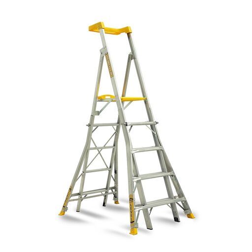 Gorilla RPL0508-LVL 1.45m-2.34m 150kg Compact Aluminium Adjustable Platform Ladder with Integrated Quad Leveller