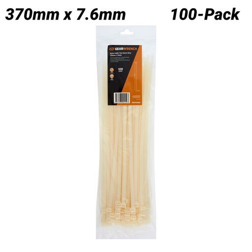 GEARWRENCH GWN15100HD 100-Pack 370mm x 7.6mm Heavy Duty Natural Cable Ties
