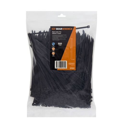 GEARWRENCH GWB8500 500-Pack 200mm x 4.6mm Black Cable Ties – image 2
