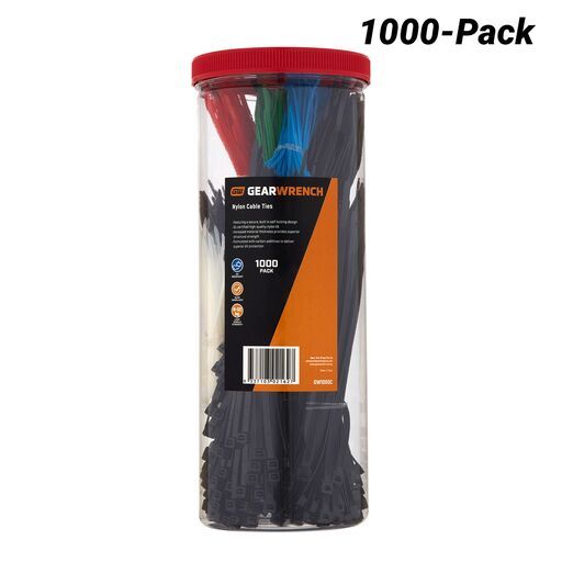 GEARWRENCH GW1000C 1000-Pack Assorted Sizes and Colours Premium Cable Ties