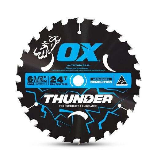 OX Tools OX-TTCTW24-6.5-10 OX Pro Thunder 165mm (6-1/2") 24T Circular Saw Blade