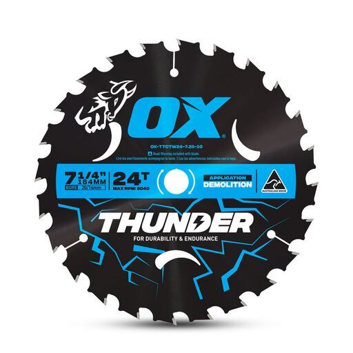 OX Tools OX-TTCTW24-7.25-10 OX Pro Thunder 184mm (7-1/4") 24T Circular Saw Blade