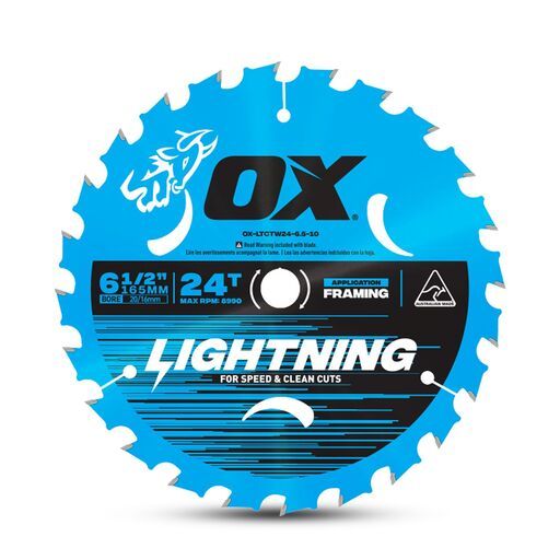OX Tools OX-LTCTW24-6.5-10 OX Pro Lightning 165mm (6-1/2") 24T Circular Saw Blade