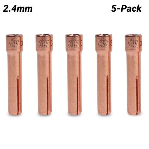 Cigweld CW10N24SB 5-Pack Dimex 2.4mm 17/18/26 Series Stubby Collets