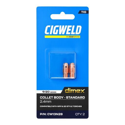 Cigweld CW13N28 2-Pack Dimex 2.4mm 9/20 Series Standard Collet Body – image 3