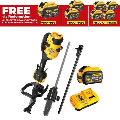 [Pre-Order] DeWalt DCMPS713X1-XE 54V XR FlexVolt 9.0Ah Li-ion Cordless Brushless Split Boom Power Head with 20cm Pole Saw Attachment Combo Kit