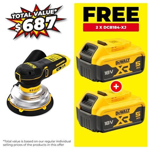 DeWalt DCW230N-XJ 18V Li-ion XR Cordless Brushless 150mm Random Orbital Sander - Skin Only