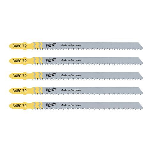 Milwaukee 4932348072 5-Pack 105mm x 2.5mm T101BR Benchtop and Laminated Chipboard Jigsaw Blades – image 3